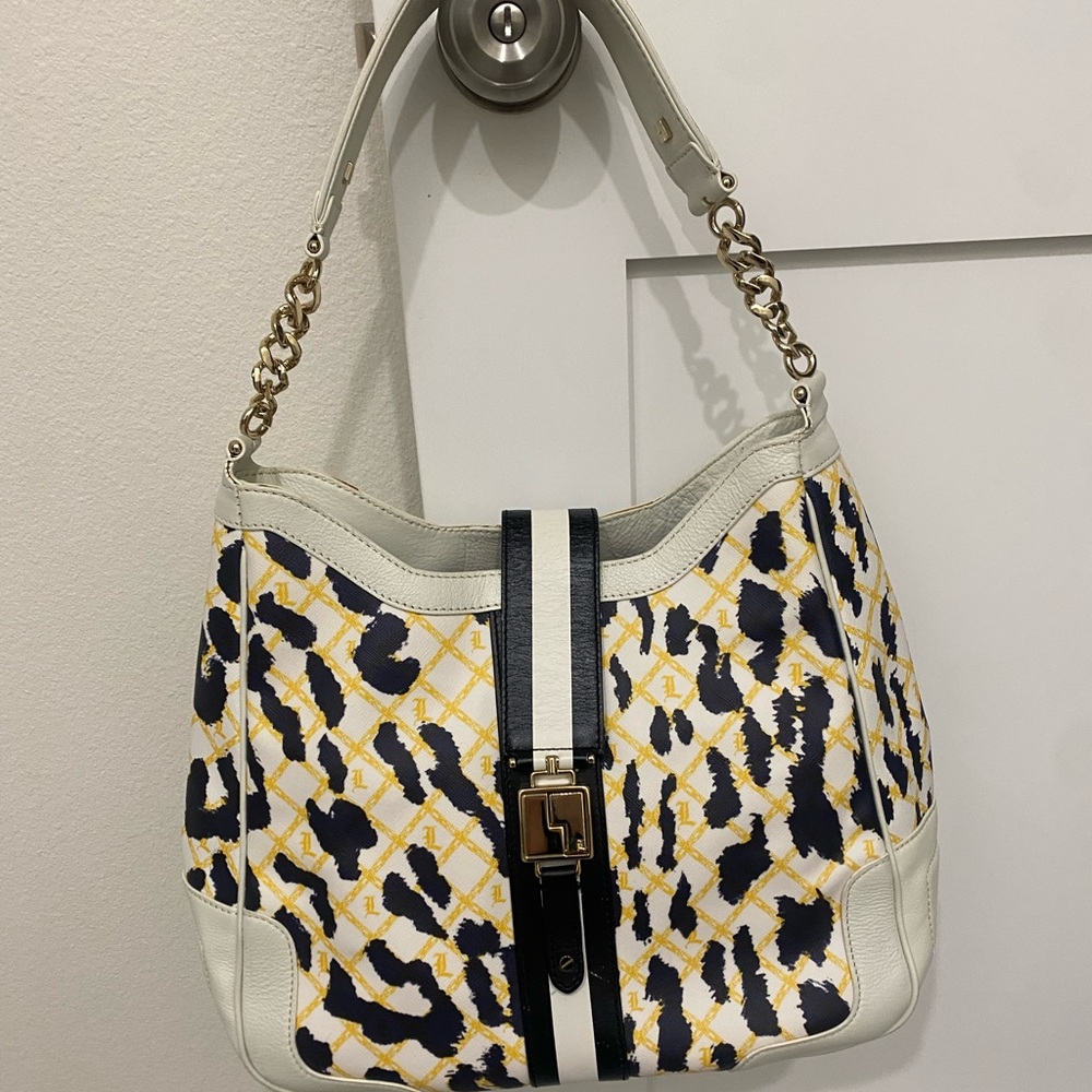 L.A.M.B. Rare Vintage Snow Leopard Over the Shoulder Handbag